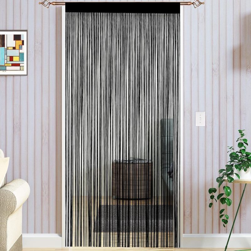 100 X 200 Cm Fadenvorhang, Fransenvorhang, Tür-/fenstervorhang, Höhe 200 Cm, Schwarz