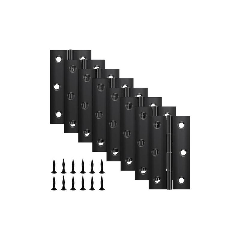 8 Stück Scharniere (68 Mm × 38 Mm) Schwarze Edelstahl-klavierscharniere, Kleine Scharniere Für Türen, Fenster, Schränke, Inklusive 48 Schrauben.