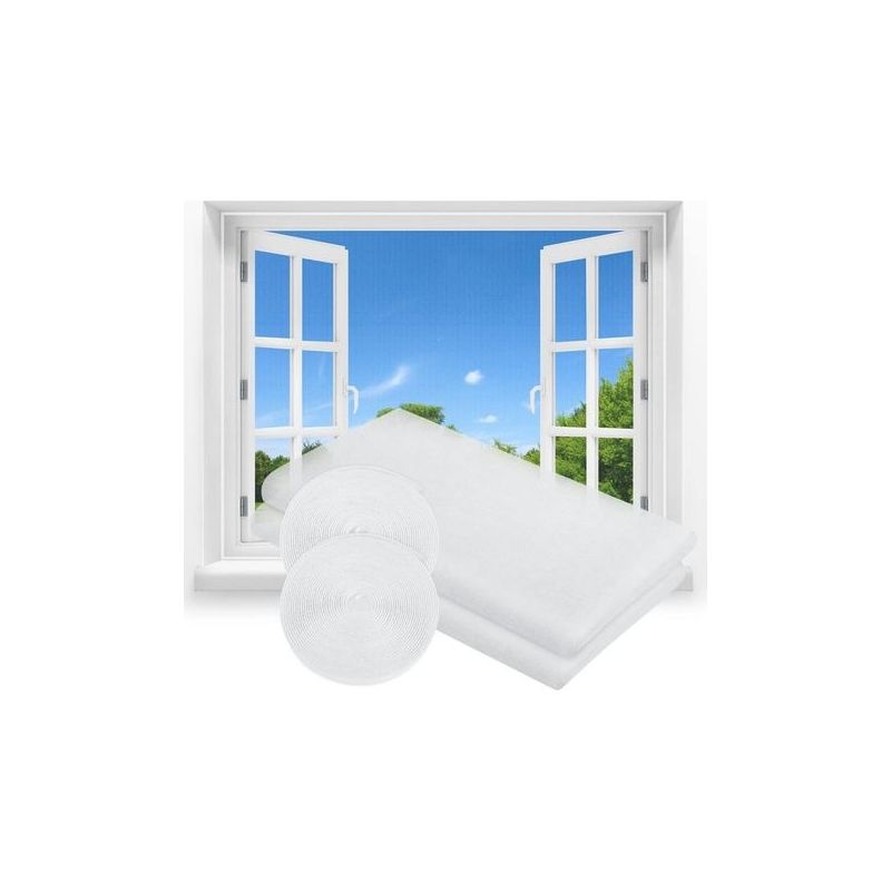 Aufrollbares Moskitonetz Für Fenster, 2-teilig, 150 X 130 Cm, Selbstklebend, Zuschneidbar, Mit 2 Rollen, Klettverschluss, Polyester-moskitonetz Für Fenster Und Türen (weiß)