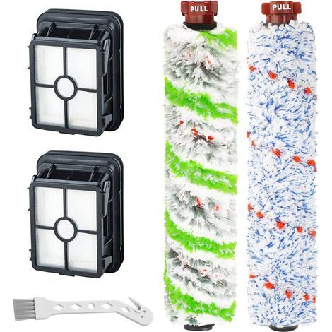 Rouleau Brosse Multisurface - Pour Aspirateur Bissell Crosswave - Compatible Modèles 1785 / 2305 / 2306 / 2328 / 2551 - Filtre H12 Inclus - Lot De 4 Pièces