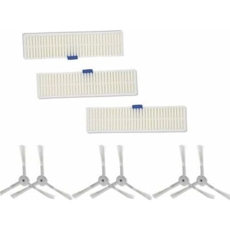 Accessoire Pour Aspirateur,pour Aspirateur Rowenta Robot Explorer Series 20 40 50 60, Brosse Latérale Et Filtre Hepa, 6 Têtes De Brosse + 3 Filtres