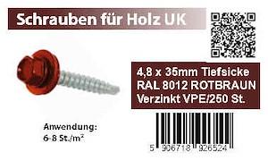 Schrauben 4,8x35mm F. Holz-uk 250stk/pkg., Ral 8012