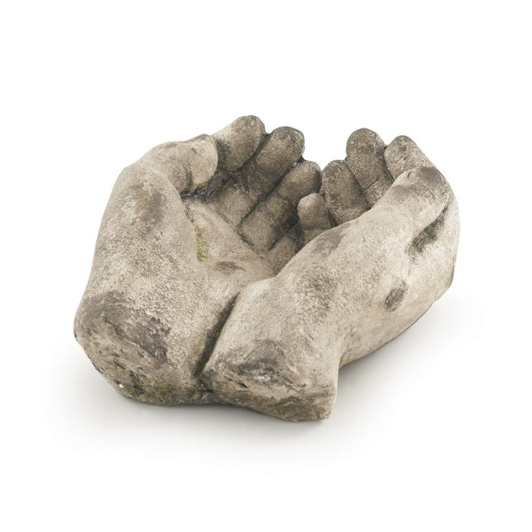 Pflanzgefäß ""hände"" Fb. Antik Weiß, Po Stone 27x27x14 Cm