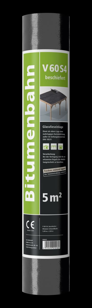 Bitumenbahn V 60 S4 Besch. 1x5m / 5qm Je Rolle (oxidfrei)