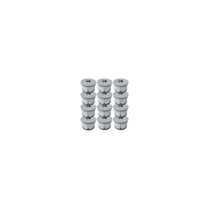 Packung Mit 12 Mspa-filterkartuschen Für Aufblasbare Whirlpools – 10,6 Cm Durchmesser X 6,7 Cm Höhe – 90-fach Gefaltetes Polypropylen