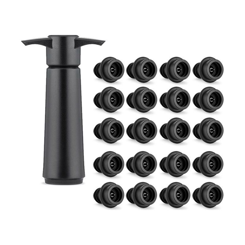 Ecleanfy - Vakuumpumpe Für Wein Mit 20 Wiederverwendbaren Verschlüssen Zur Erhaltung Der Frische Des Weins, Weinzubehör.