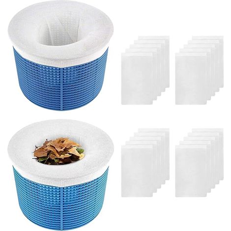 20 - Chaussette De Skimmer - Filtre Piscine - Nylon Élastique Pour Feuilles Et Cheveux - Usage Domestique Et Spa - Blanc - 22x13cm