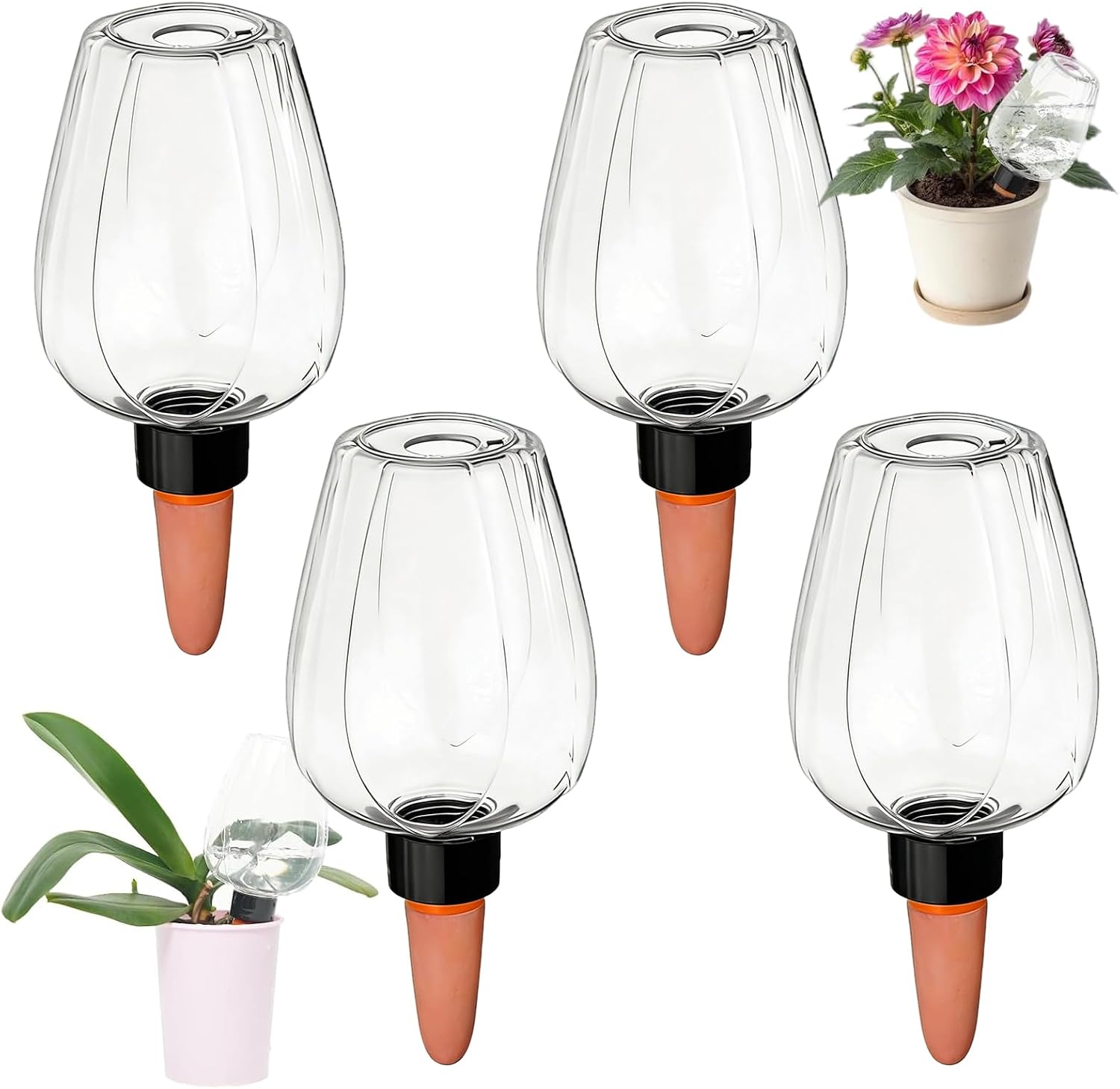 Bewässerungskugel – 4 Stück – Kunststoff Und Keramik – Langzeitbewässerung 350 Ml – Für Zimmer- Und Gartenpflanzen – Transparent