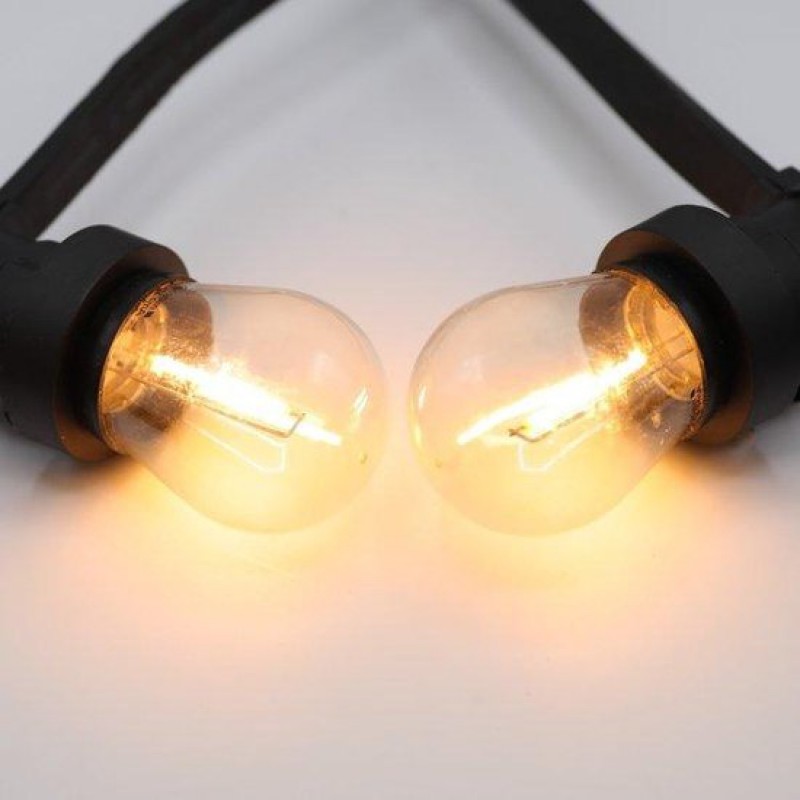 Lichterkette Mit Led-lampen, 10 Meter Mit 10 Fassungen - 1 Watt Glühlampen (2200k)