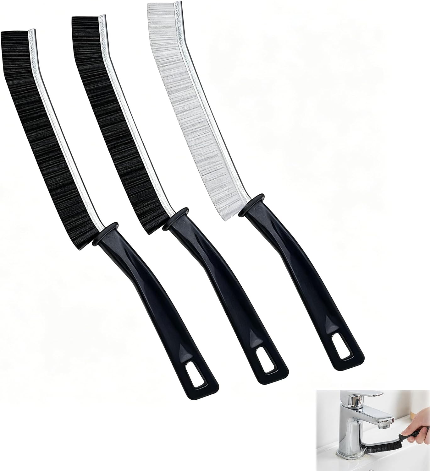 Fugenbürste Mit Steifen Borsten, 3er-set Reinigungsbürsten Für Ecken Und Ritzen, Ideal Für Fliesen, Bad Und Küche