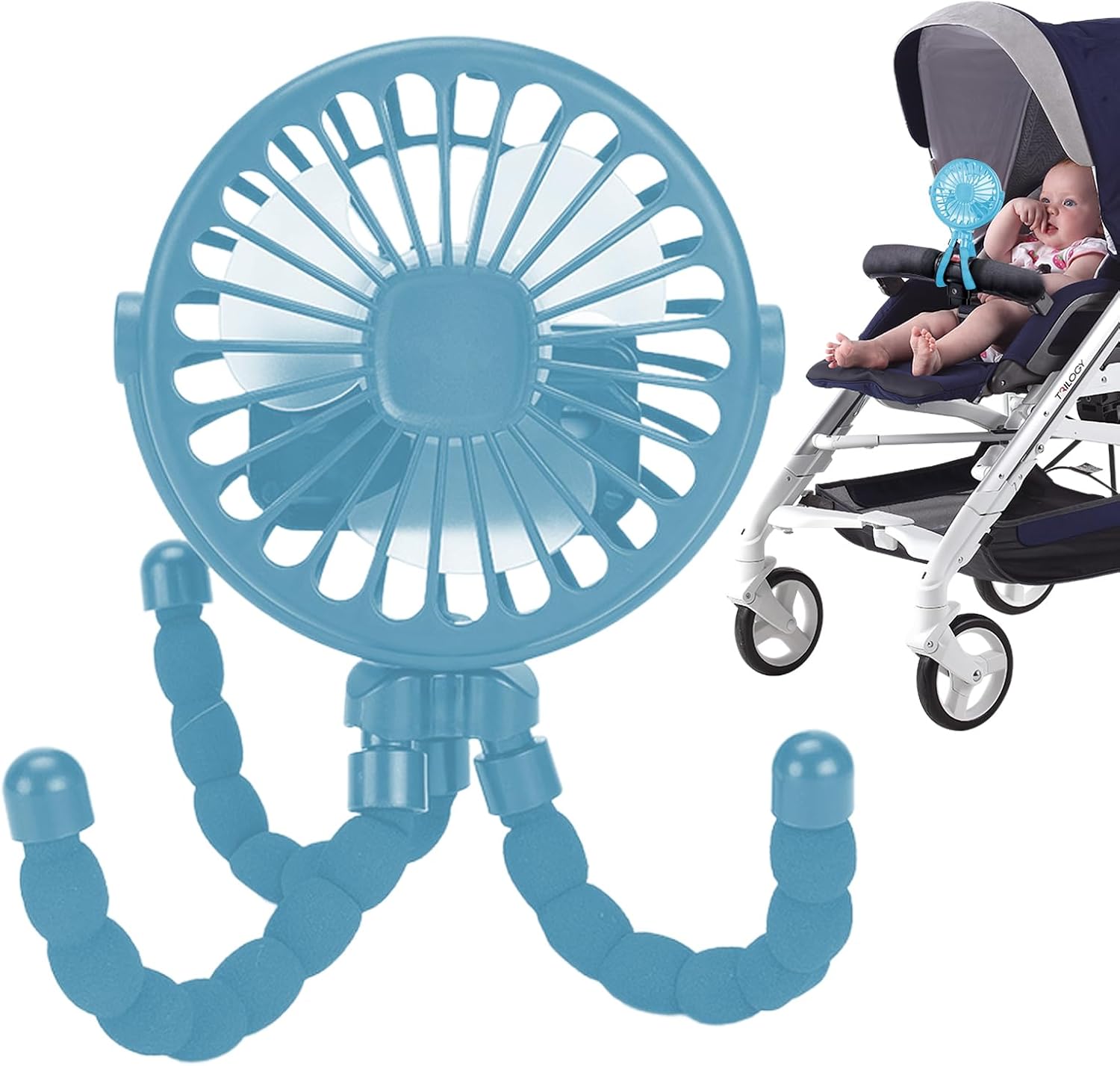 Verstellbarer Handventilator Für Kinderwagen Faltbarer Tischventilator Mit Stativ, Kleiner Wiederaufladbarer Ventilator Für Kinderbett Und Autositz