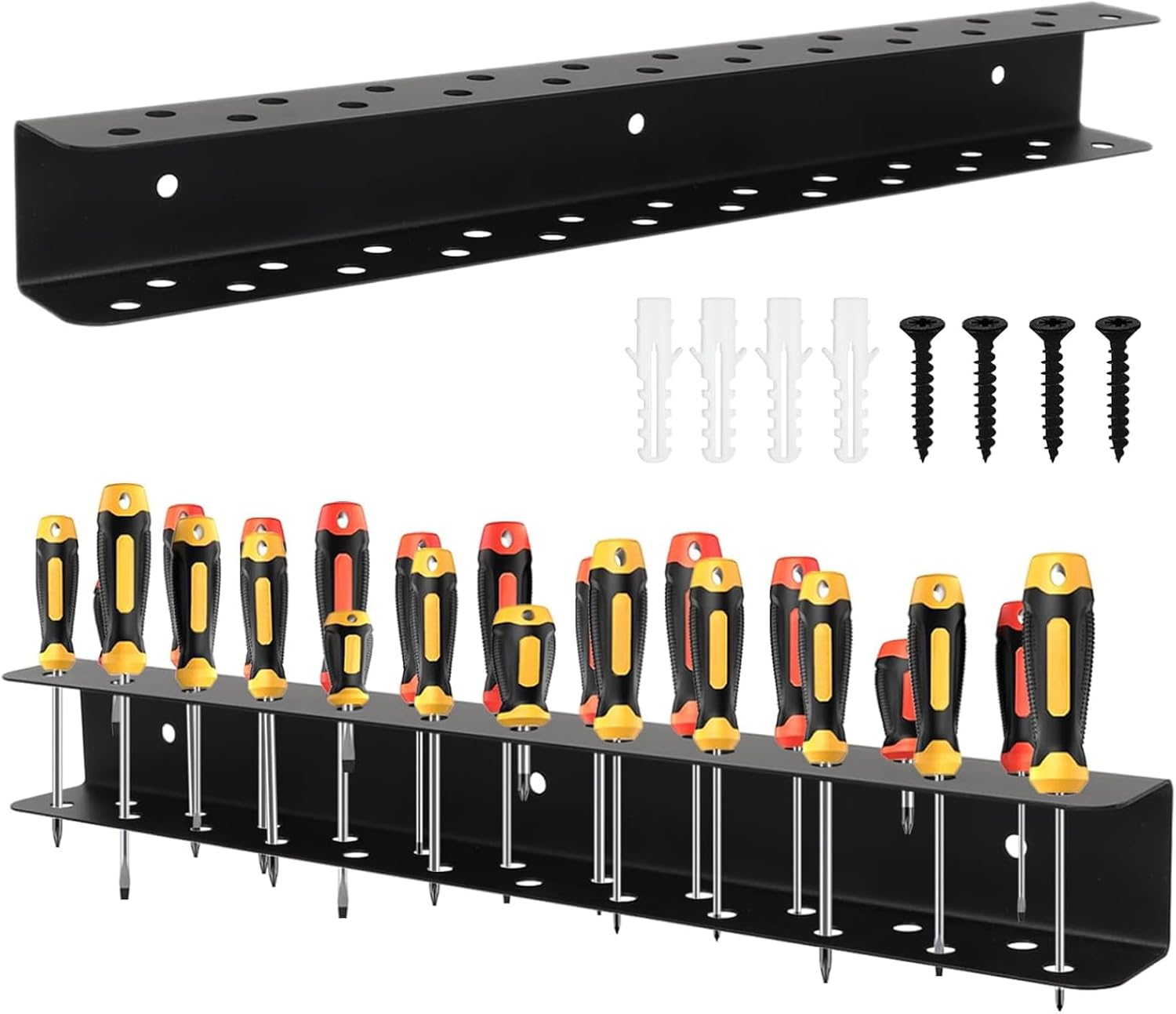 Wandmontierter Werkzeughalter – 23 Löcher – Legierter Stahl – Aufbewahrung Für Zangen Und Schraubendreher – Garage Und Werkstatt – 40 Cm, Schwarz