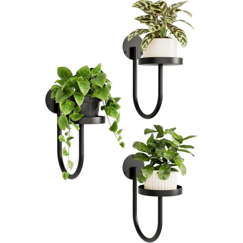 Wandmontierter Blumentopfhalter – Hängender Pflanzenständer Für Drinnen – Blumentopfhalter Für Die Fensterbank – Wanddekoration – Schwarz – 3-teiliges Set