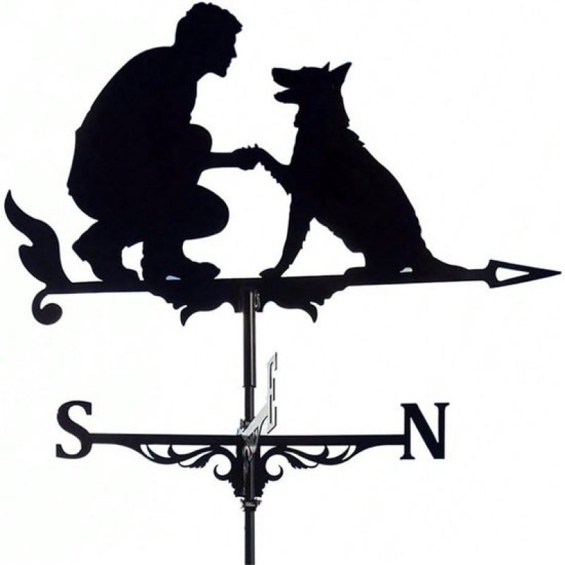 Richtungsschilder Für Menschen Und Hunde - Retro-wetterfahne Aus Schwarzem Metall Mit Windrichtungsanzeiger - Geeignet Für Die Außendekoration - Im Garten - Auf Dem Dach Und Im Zaun - 32x23cm.