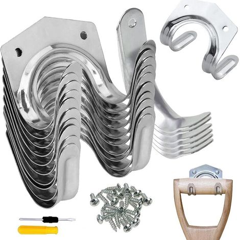 Set Mit 18 Wandhaken Für Gartengeräte, Einzel-/doppelhaken Aus Eisen Für Garage, Schuppen, Lagerhalle, Bauernhaus, Werkbank, Mit Schrauben Und Schraubendreher.