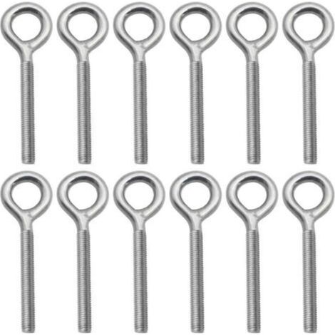 Packung Mit 12 M6 X 70 Mm 304 Edelstahl-ösenschrauben – Gewinderingstangen Als Befestigungselemente, Ideal Zum Aufhängen Von Gegenständen In Haus, Garten Oder Industrie.