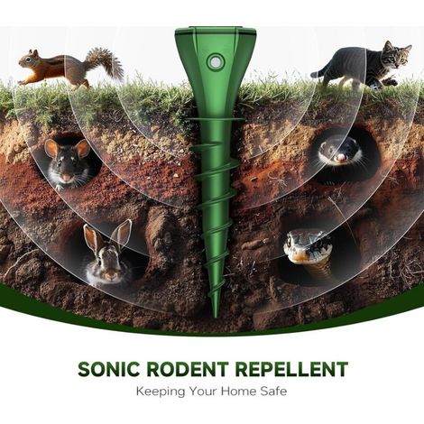 Solarbetriebener Maulwurfvertreiber (für Rasenflächen), Erdhörnchenabwehrpfosten Für Den Außenbereich. Hält Schlangen, Wühlmäuse, Murmeltiere Und Andere Kleintiere Ohne Tödliche Fallen Fern. Wasserdic