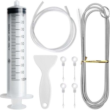 8-teiliges Kühlschrank-reinigungsset: Flexible Bürste + 1,55 M Pvc-schlauch + Abtaulöffel + 100 Ml Spritze + 4 Ablassstopfen, Für Die Küche.