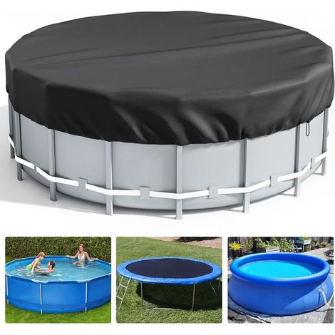 Poolabdeckung Für Aufstellbecken, Ganzjahres-poolabdeckung, Poolschutzabdeckung, Runde Außenpoolabdeckung Für Whirlpools Und Badewannen, Ideal Zur Sauberhaltung Ihres Pools (3m, Schwarz)