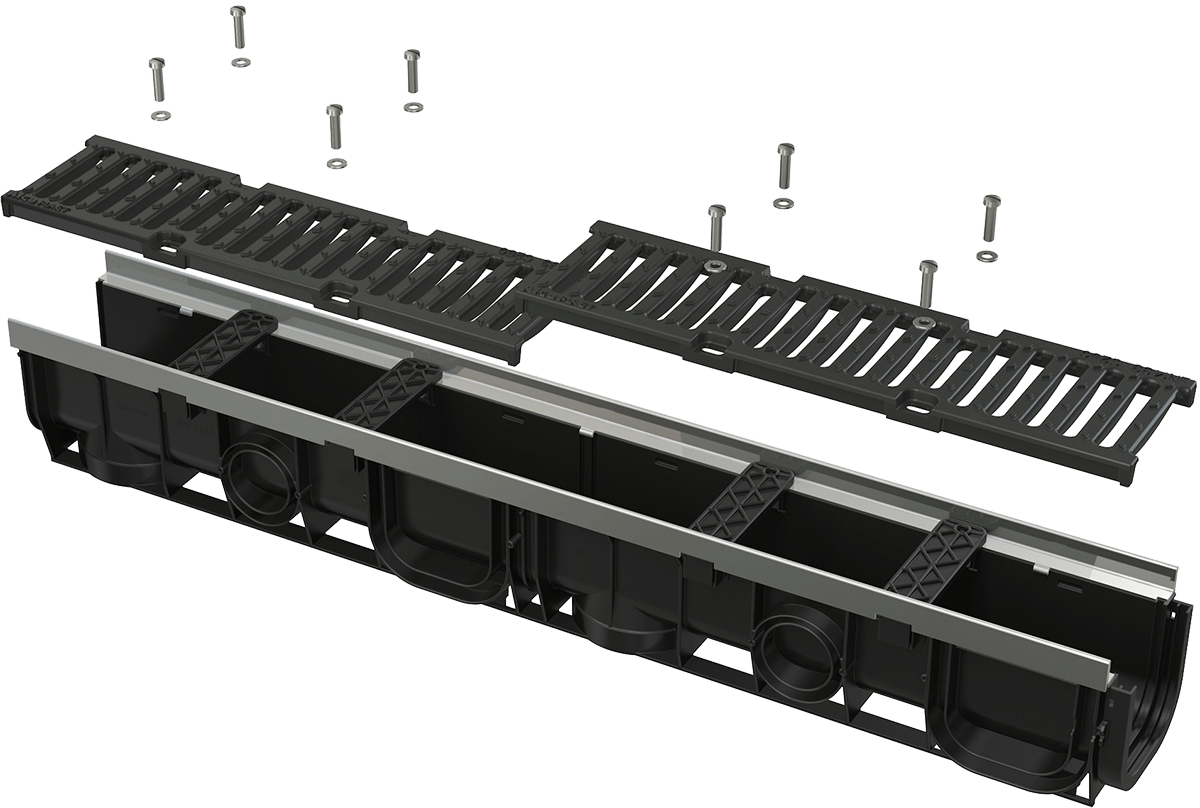 Alcadrain Avz103-r202 Entwässerungsrinne 100 Mm Mit Metallrand