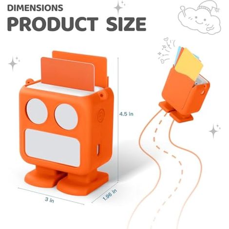 Étui En Silicone Orange À Motif Dessin Animé Pour Yoto Mini, Avec Emplacement Pour Carte Et Dragonne.