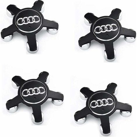 Ensoleille – Jeu De 4 Caches-moyeux 135mm Pour Audi – Emblème Noir – Installation Facile – Matériau Abs Pour Esthétique Et Durabilité - 4f0601165