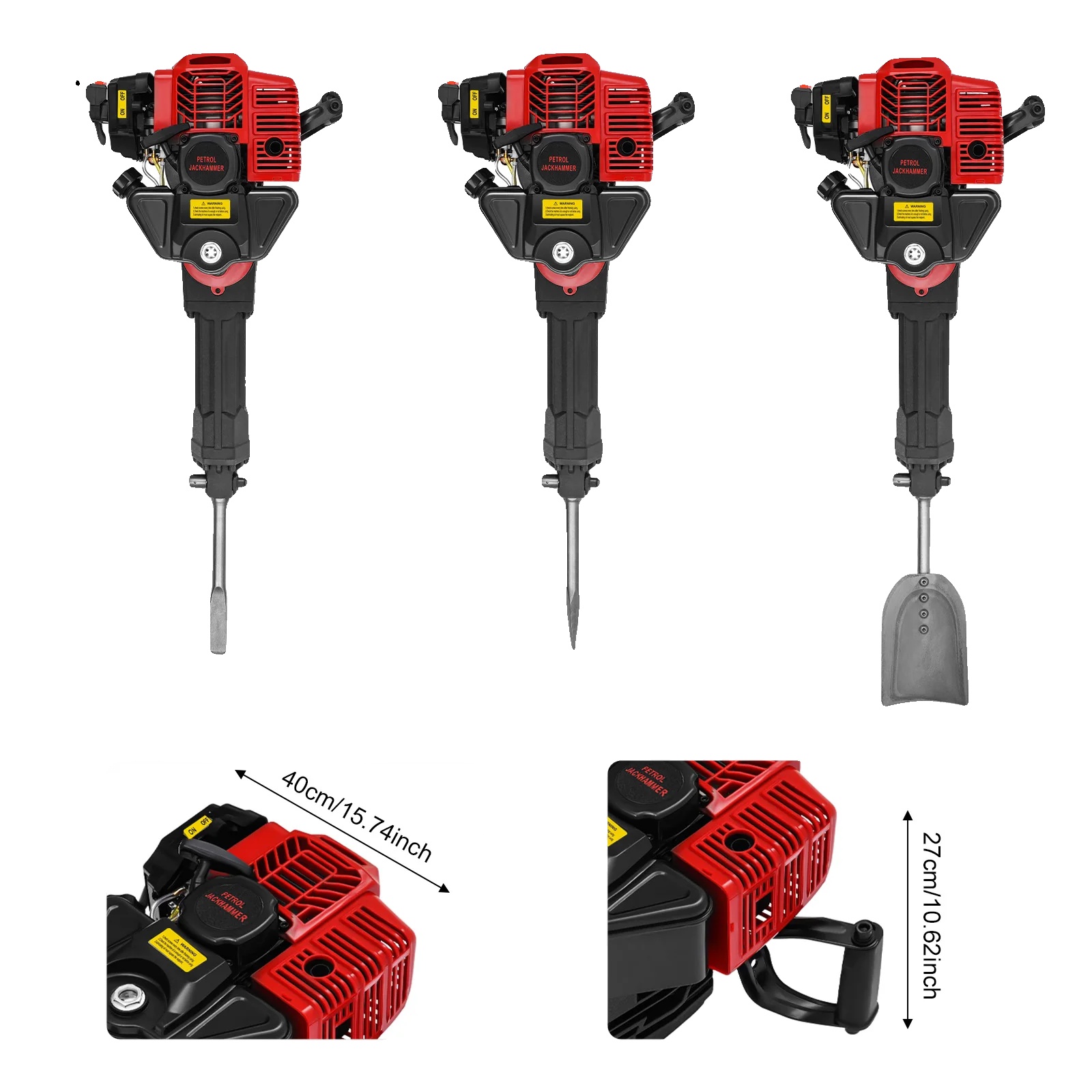 Schaftbohrmaschine, Benzinmotor, Multifunktionales Design, Schwarz