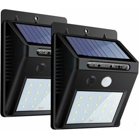 – Set Mit 2 Solar-außenleuchten Mit Je 20 Leds – Schutzart Ip65 (wasserdicht) – Bewegungsmelder – Kabellose Sicherheitsbeleuchtung Für Den Garten