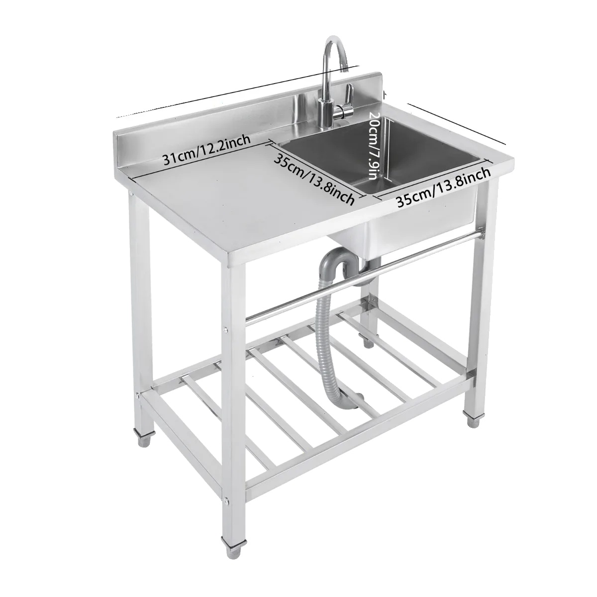 Gewerbeküchenspüle, Edelstahl, Unterbauausführung, Silber