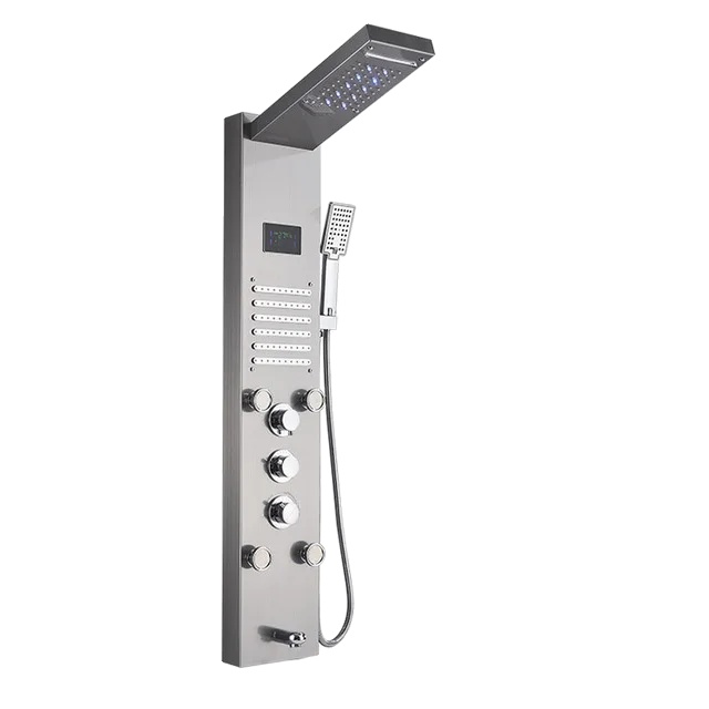Duschpaneel, Led-beleuchtung, Digitale Temperaturanzeige, Gebürstet 8004