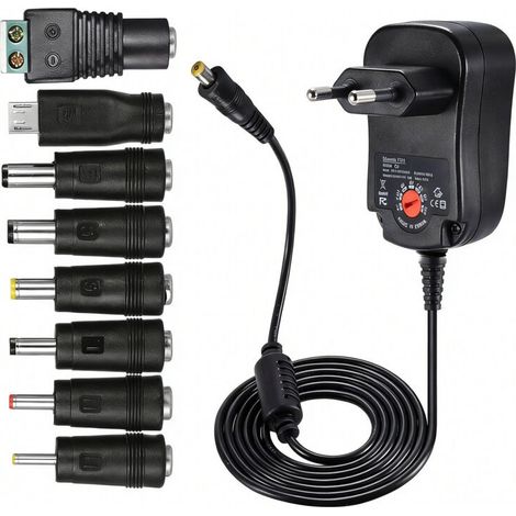 12w Adaptateur Secteur Universel Ac Dc 3v 4.5v 5v 6v 7.5v 9v 12v Transformateur D'Alimentation À Découpage Avec 8 Connecteurs Dc Pour Électroniques Ménagers, 1000ma Max