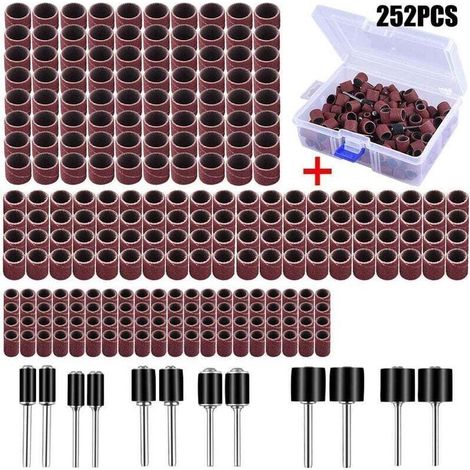 Ensemble De 252 Manchons De Ponçage Avec Boîte Gratuite Comprenant 240 Bandes De Ponçage Et 12 Rouleaux De Ponçage Pour Outil Rotatif Dremel