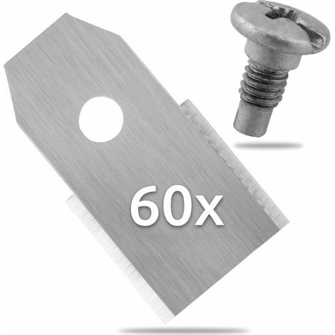 60x Lames De Rechange En Acier Inoxydable Compatible Avec Husqvarna Gardena Mcculloch Rob Flymo Yardforce Matrix Grizzly Brast - Comprend Des Vis