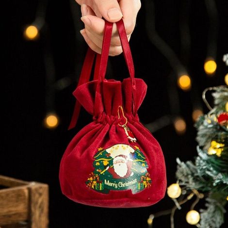 Lot De 10 Sacs Cadeaux De Noël Rouges Avec Cordon De Serrage, Sacs Cadeaux En Tissu Velours, Sacs Ré