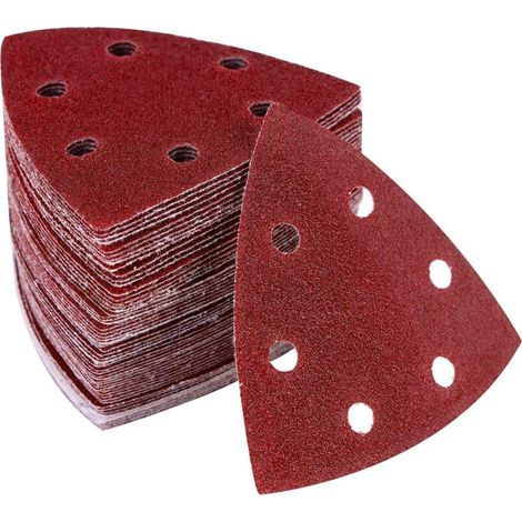 50pcs 80/120/180/240/320 Feuilles Grit Triangle Sanding Tampons Paper Disques Sander Grinder,6 Trous