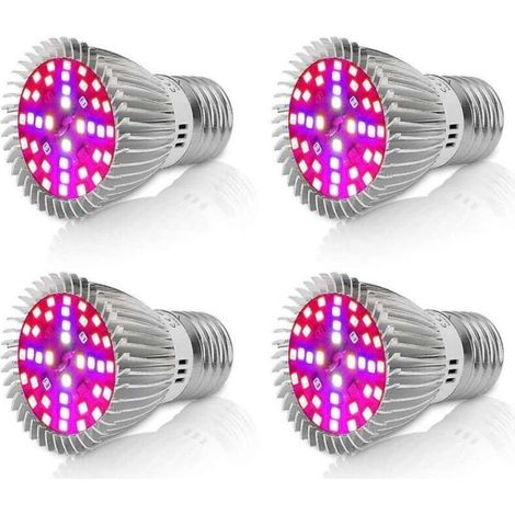 [4 Pièces] Lampe De Croissance À Led 10w E27, Lampe De Croissance À Spectre Complet