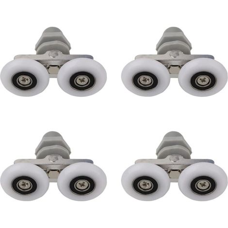 Roulettes Doubles Pour Porte De Douche 19mm – Alliage Aluminium Et Abs – Épaisseur Verre 4 À 6mm – Lot De 4 Rouleaux De Rechange