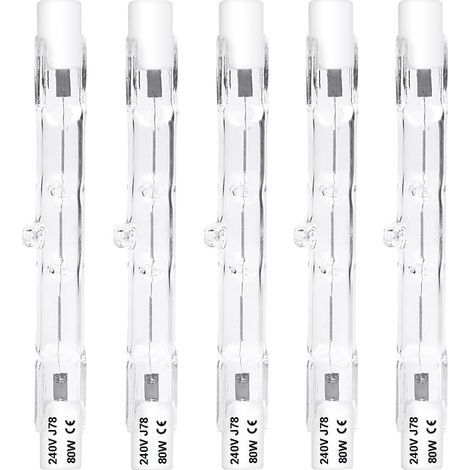 Dimmable R7s 78mm 80w Ampoule Halogène Crayon Ac220-240v 1390lm J78 Projecteur Halogène Linéaire Pour L’éclairage De Paysage, Sécurité, Lampadaire (lot De 5, Blanc Chaud 2800k) H450