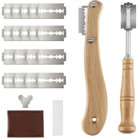Lame A Pain Boulanger, Couteau A Pain Slashing Outil Avec 20 Acier Inoxydable Lames Pour Diy Graver Des Motifs De Pain
