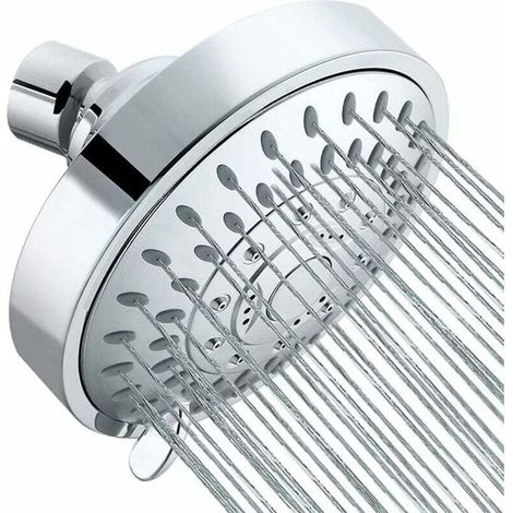 Pommeau De Douche Haute Pression 4 Pouces – Anti-calcaire Chromé – Jet Doux Et Réglable – Économie D'Eau – Installation Facile