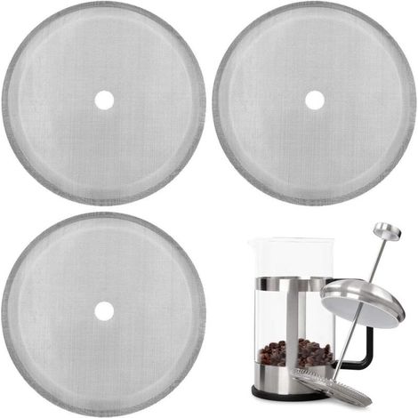 Paquet De 3 Filtres À Tamis De Rechange Pour Presse Française, Filtres À Mailles Réutilisables En Acier Inoxydable Pour Cafetières À Pression Françaises Universs De 1000 Ml / 34 Oz / 8 Tasses