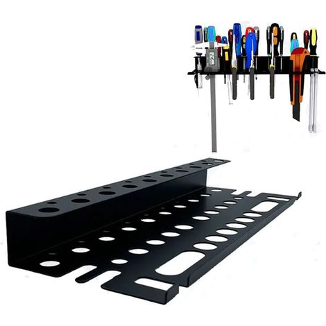 Panneau Mural Pour Rangement D'Outils – 43 Trous Pour Tournevis, Clés, Pinces – Métal Lourd Avec Finition En Poudre – Installation Facile