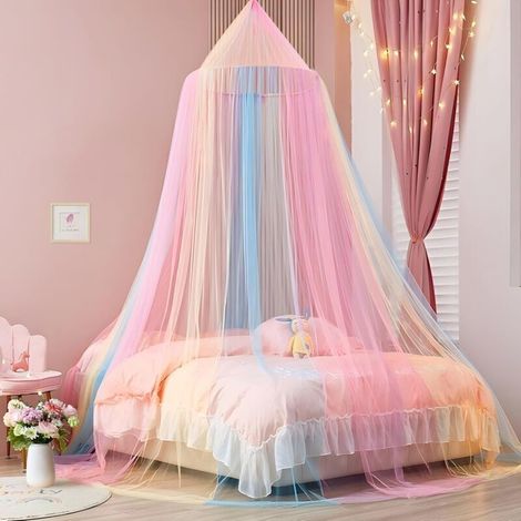 Moustiquaire De Lit, Ciel De Lit Pour Fille, Moustiquaire Arc-en-ciel Pour Lit Simple Ou Double, Ciel De Lit Pour Enfants Pour Les Voyages Et La Maison, Intérieur Et Extérieur