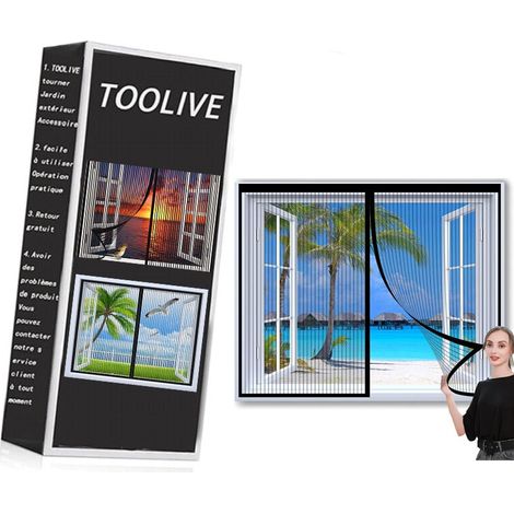 Moustiquaire De Fenêtre Magnétique 120x120 Cm – Maille Polyester Auto-adhésive – Fermeture Automatique – Protection Contre Les Insectes - 47x47inch
