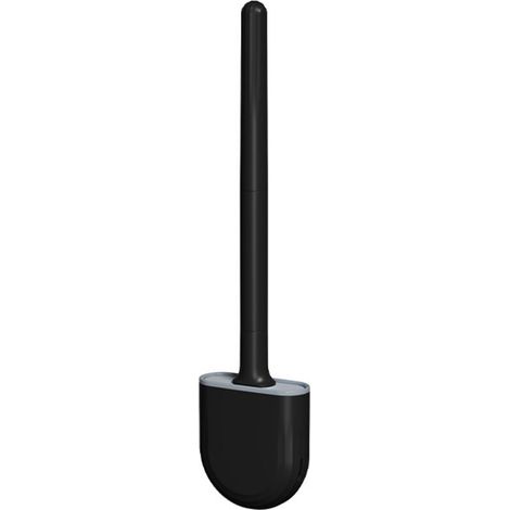 Brosse Toilette Silicone Plate Paquet De 1,brosse Wc Mural,brosse De Toilette À Long Manche De Salle De Bain À Séchage Rapide,brosses De Toilette Et Supports Et Base Anti-goutte(noir)