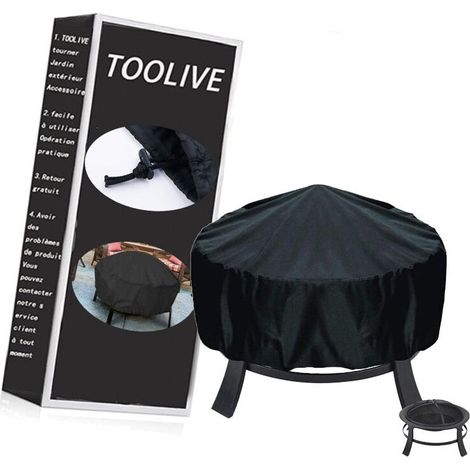 Housse De Protection Pour Brasero Rond – Tissu Oxford Imperméable Et Résistant Aux Uv – 95 X 75 Cm – Cordon De Serrage Pour Maintien Sécurisé