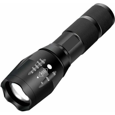 1pc Lampe Torche Led Ultra Puissante Xml-t6 Lampe Torche Militaire Utilisable Pour Vélo Ou Randonnées Et 5 Modes Dont Flash Anti-agression,conception Antichoc