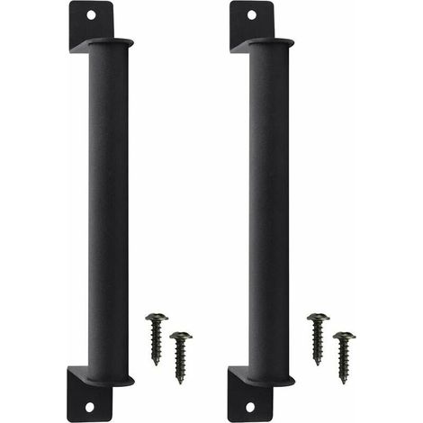 Lot De 2 Poignées De Porte Coulissantes En Acier Carbone Noir – Design Rétro Anti-corrosion – Installation Facile Avec Vis M4