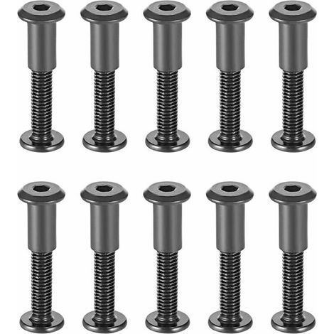 Boulons De Fixation M6 X 35 Mm – Acier Au Carbone Noir – Tête Ronde Hexagonale – Lot De 10 – Résistants À La Rouille Pour Environnements Humides