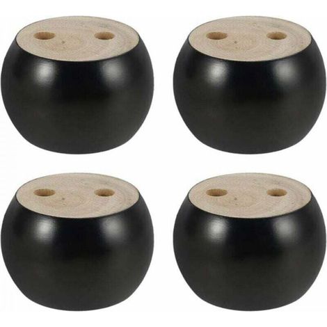 Lot De 4 Pieds De Meuble Ronds En Bois D'Eucalyptus 5 Cm – Installation À Vis – Résistants À L'Humidité – Pour Canapé, Lit, Armoire